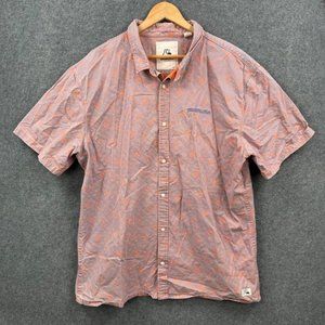Quiksilver Originals Mens Casual Button Up Shirt Short Sleeve Blue Orange Sz 2XL